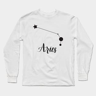 Aries Zodiac Constellation in Black Long Sleeve T-Shirt